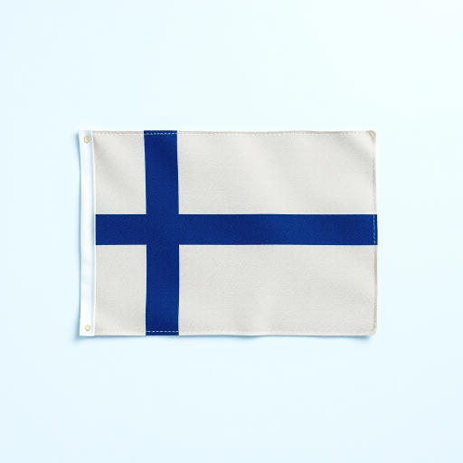 Create an image of the Faroe Islands flag, captured with a DSLR camera, 50mm lens at f/8, ISO 100, shot from a flat lay perspective to enhance color vibrancy and detail.