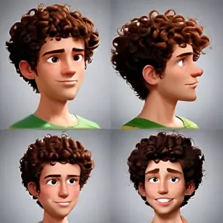 popular male cartoon characters with curly hair
