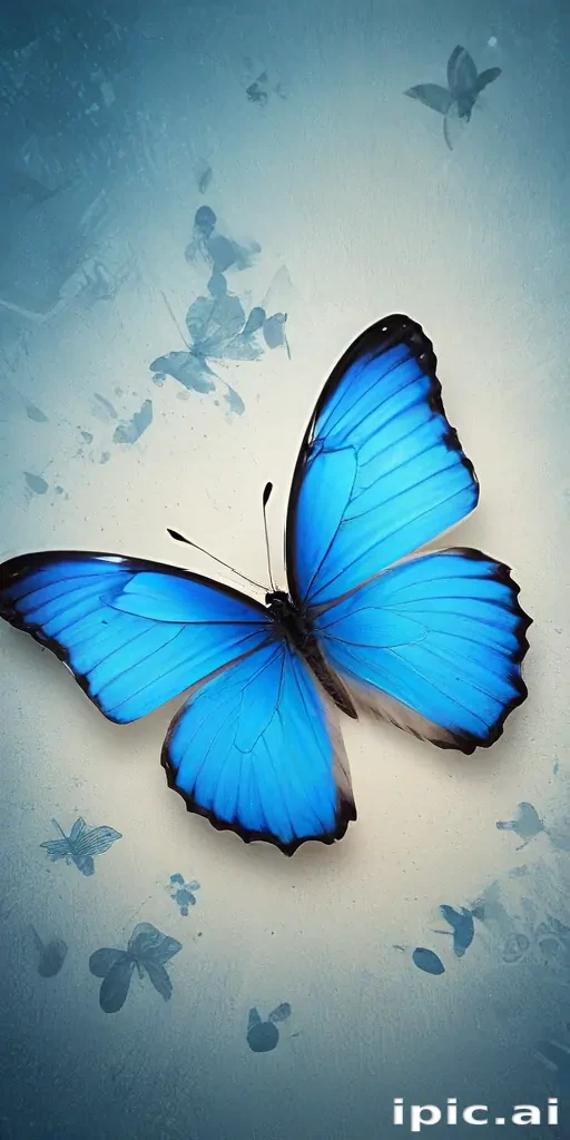 Captivating Blue Butterfly Spreading Its Wings Against a Soft Pastel ...