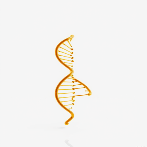 Generate a high-resolution image of a stylized double helix in a modern, abstract design, utilizing a Canon EOS R5 with a 50mm lens, aperture set to f/1.8, ISO 100, shot in a bright, even lighting environment from a slight upward angle to emphasize depth.