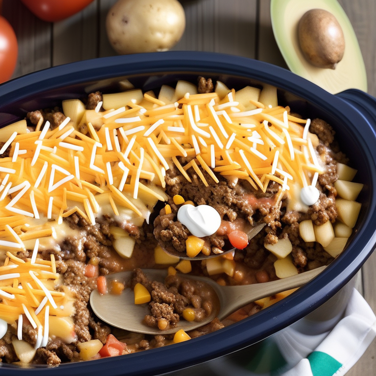 crock pot beefy potato taco casserole