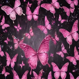 glitter pink butterfly wallpaper