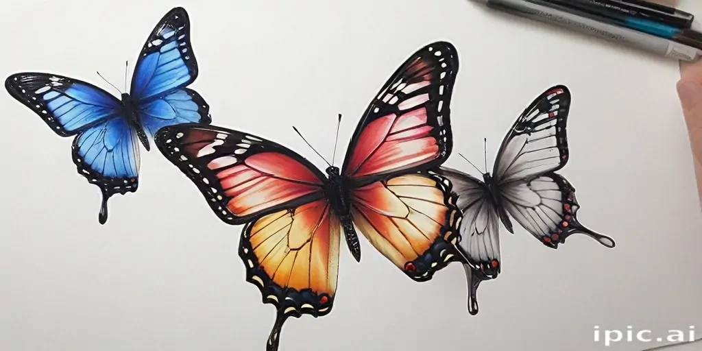 drawing butterflies