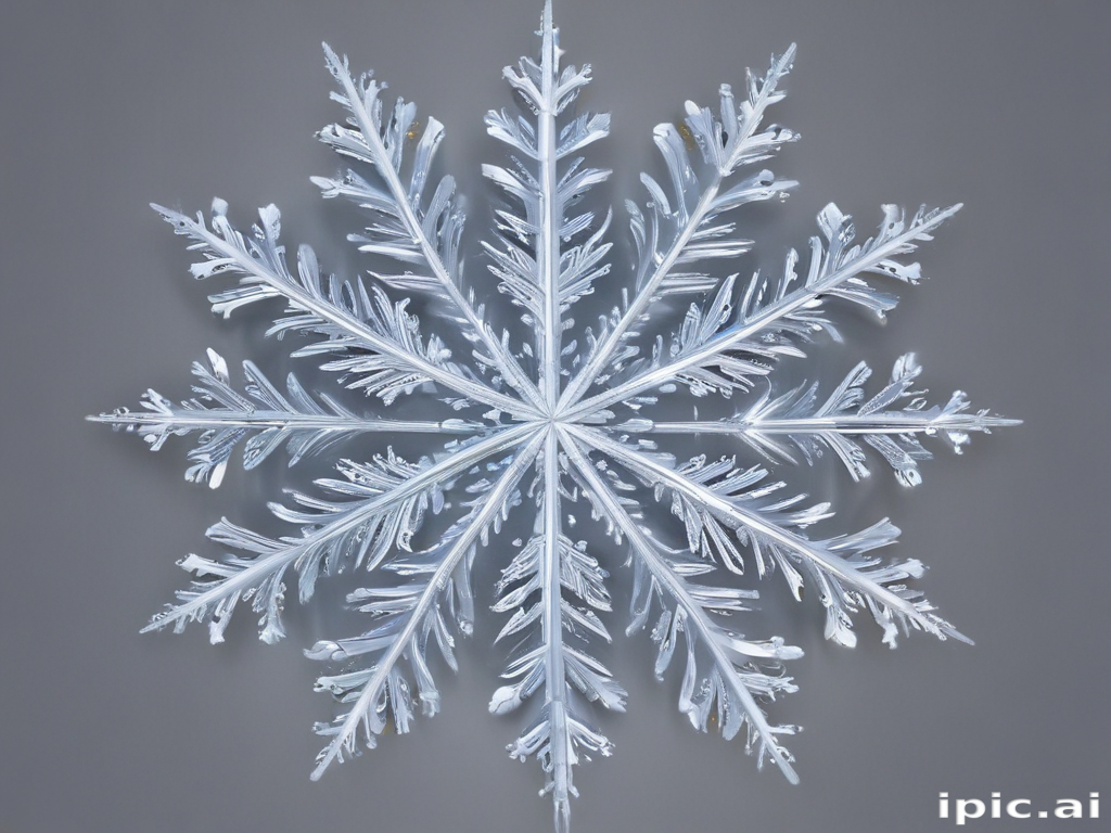 Delicate Snowflake with Intricate Patterns Against a Soft Gray Background
