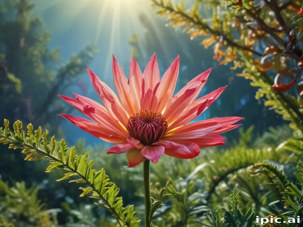 Radiant Pink Flower Blooming in a Lush Green Garden Under Sunlight