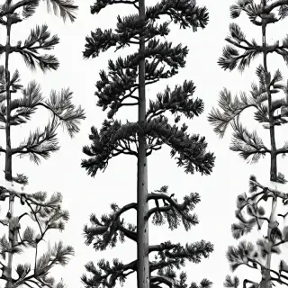 black and white pine tree clipart