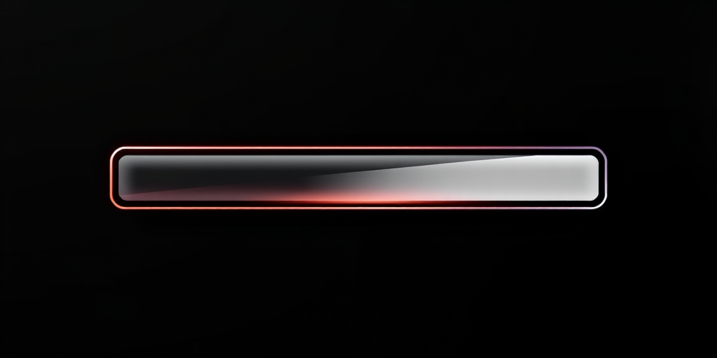 Create a sleek loading bar graphic with a glossy finish on a dark background, using a high-resolution digital camera, 50mm lens, f/2.8 aperture, ISO 100, and a shallow depth of field for enhanced detail.