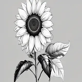 clip art sunflower black and white