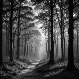 forest clipart black and white