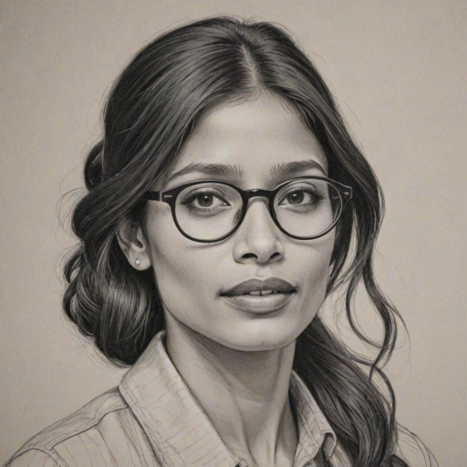 Fascinating Freida Pinto, pencil sketch, portrait of Pleasing woman 1921s in glasses, hair style beatnik, outline, clear lines, fine lines, 8k