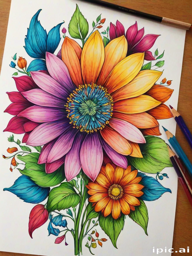 colourful flower drawing
