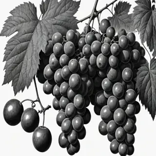 grapes clipart black and white