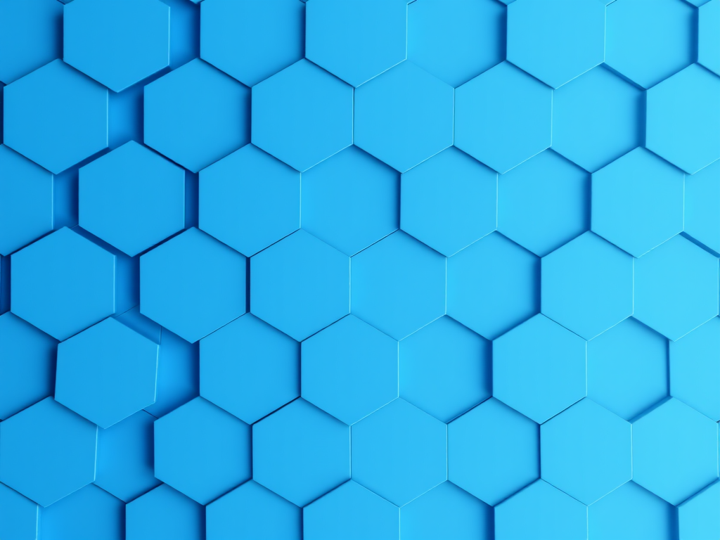 Create a high-resolution image of a hexagonal pattern with varying shades of blue, featuring a smooth gradient effect, shot with a DSLR camera at f/8 aperture, ISO 100, and a 50mm lens, using overhead lighting to accentuate the edges of the hexagons.