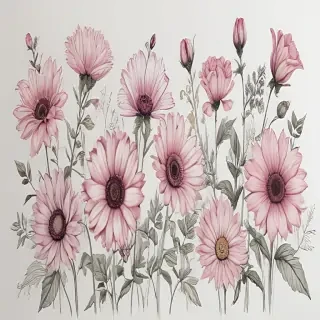 aesthetic flowers drawing