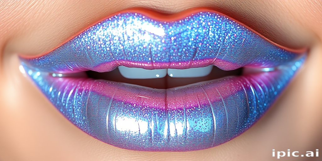 Holographic silver lips with a glossy top coat, "Cosmic Frost" showcases a multi-dimensional shimmer that shifts colors in the light for a futuristic aesthetic