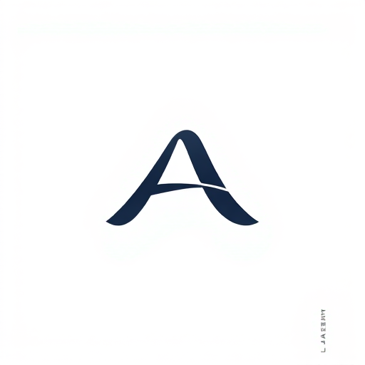 Create a high-resolution minimalistic logo design featuring a stylized letter "A" with smooth curves and modern aesthetics, captured using a DSLR camera with a 50mm lens, f/1.8 aperture, ISO 100, and a shallow depth of field for a clean background.