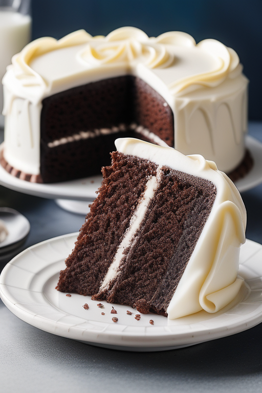 chocolate cake and vanilla frosting