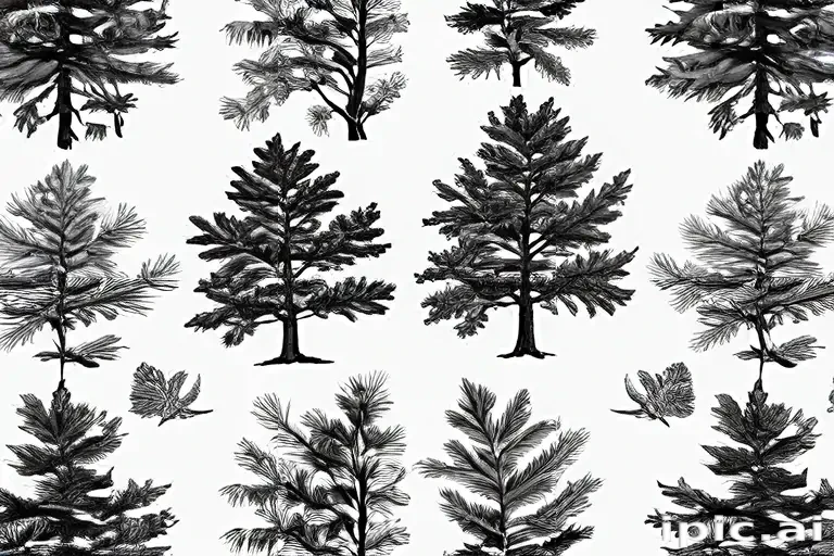 black and white pine tree clipart