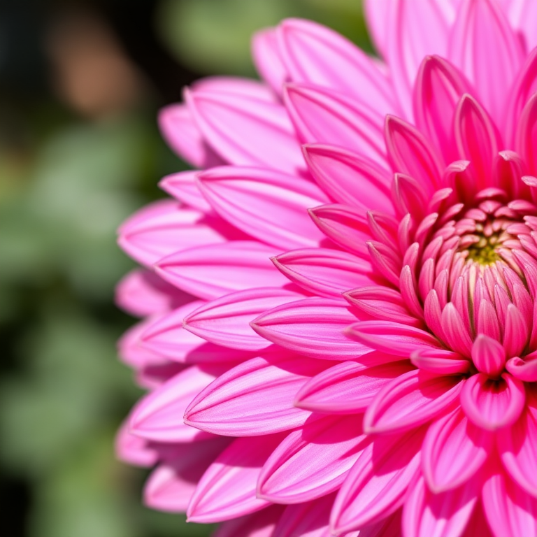 Close-up shot of a vibrant pink chrysanthemum flower with detailed petals, natural lighting, aperture f/2.8, ISO 100, 50mm lens, DSLR camera, shallow depth of field to emphasize flower texture and color richness.