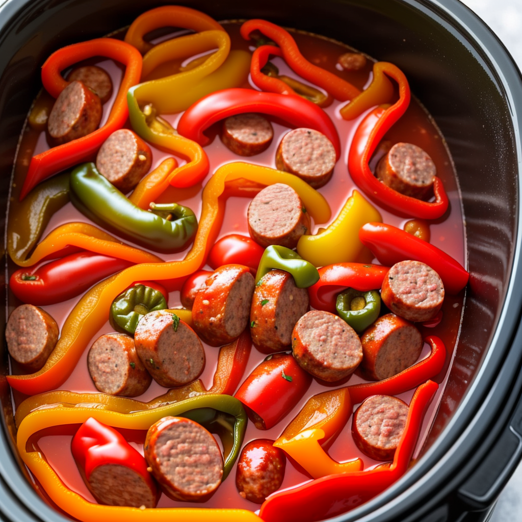 italian sausage and peppers in a crock pot