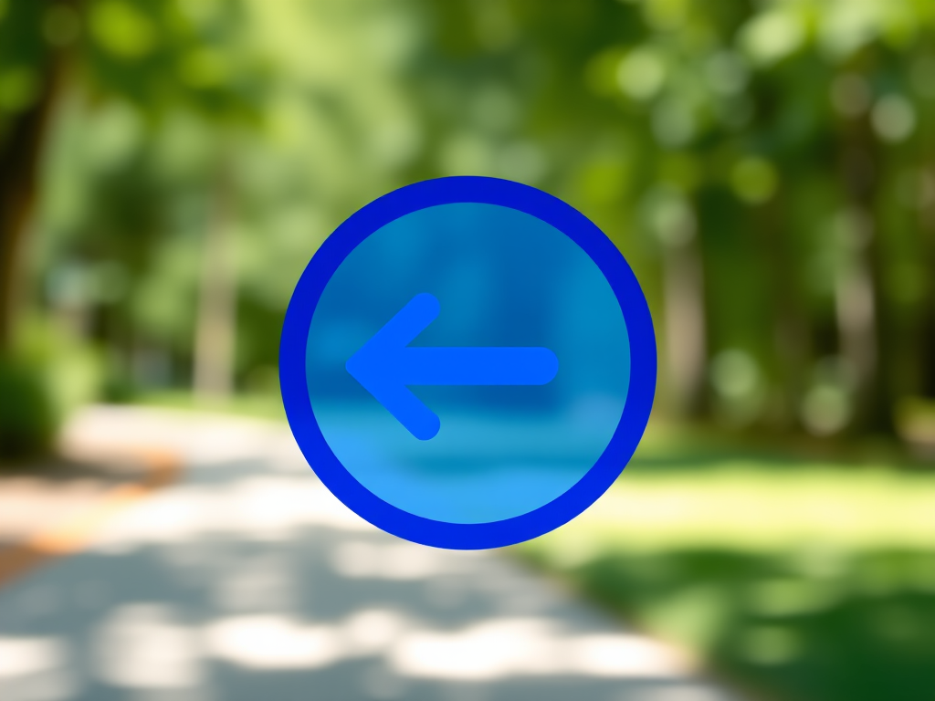 Create a high-resolution image of a blue circular icon featuring a right arrow, using a 50mm lens, f/2.8 aperture, ISO 100, shot in natural lighting at a 45-degree angle with a shallow depth of field.