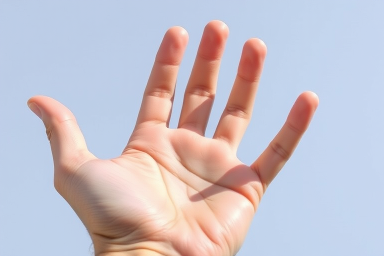 Create a detailed illustration of an open human hand showing prominent palm lines, using a high-resolution digital art style, captured with a 50mm lens at f/2.8, ISO 100, in natural daylight for a soft, shadowless effect.