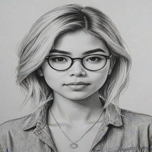 Superb Hayley Kiyoko, pencil sketch, portrait of Charming woman 1961s in glasses, hair style beatnik, outline, clear lines, fine lines, 8k