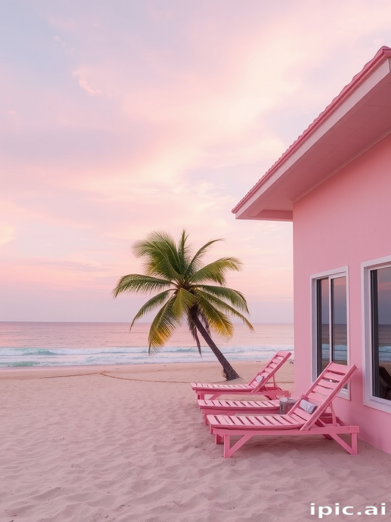 pastel pink beach wallpaper