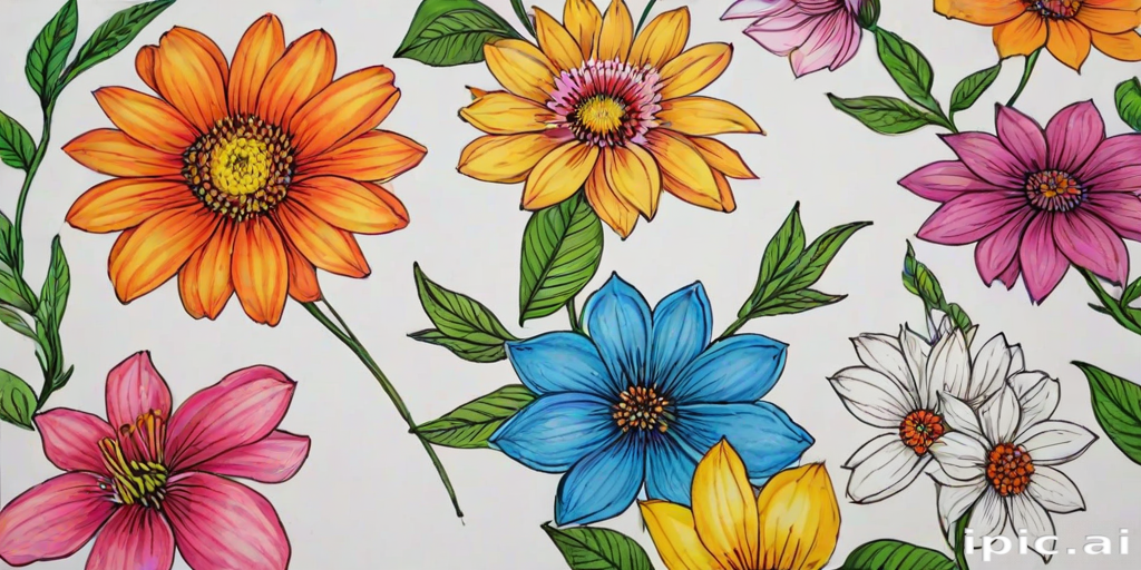 flower drawings with color