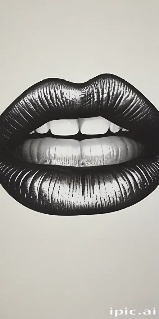 lips clipart black and white
