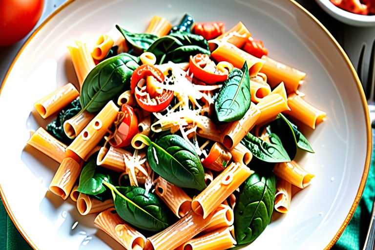 creamy tomato and spinach pasta