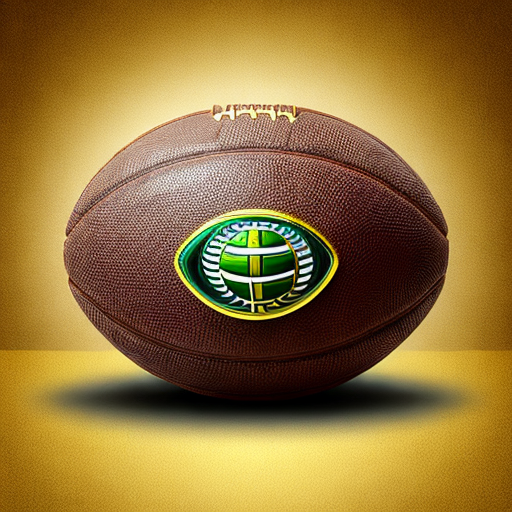 logo with football, basketball and more sports. in gold color