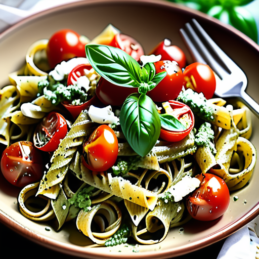 pesto pasta with cherry tomatoes