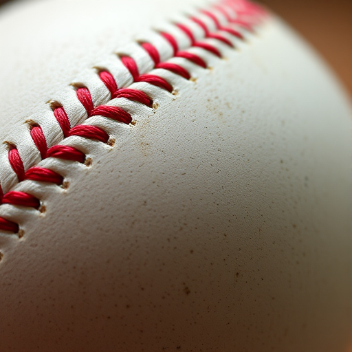 A high-resolution close-up of a baseball with detailed stitching, soft diffused lighting, 50mm lens, f/2.8 aperture, ISO 100, taken with a DSLR camera from a slightly elevated angle to capture texture and depth.
