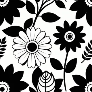 flower clipart black and white