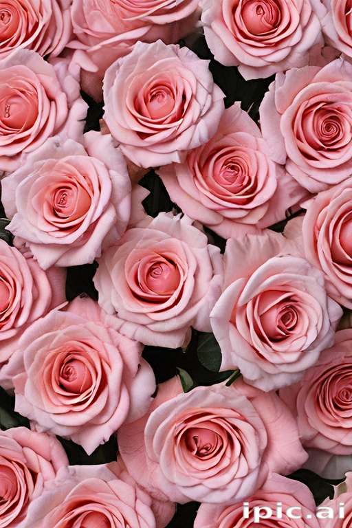 A Beautiful Arrangement of Soft Pink Roses in Full Bloom Together