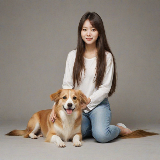 1girl, aug_flat,  flat, a cute dog.,long hair.<lora:flat-v2-000004:1>