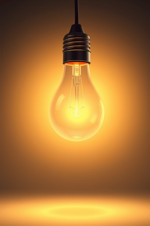 Create an illustration of a light bulb with a glowing halo effect, using a soft gradient background, high resolution, shot with a DSLR camera at f/8, ISO 100, and 1/125 sec, capturing sharp details and vibrant colors.