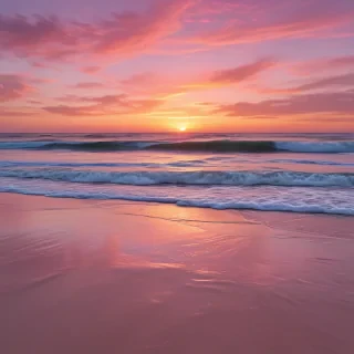 pink beach sunset