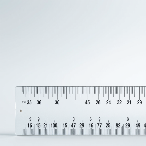 Create an image of a clear, simple straightedge ruler with a smooth gradient background transitioning from light blue to white, shot with a Canon EOS 5D Mark IV at f/8, ISO 100, 50mm lens, using a macro view for enhanced detail and clarity.