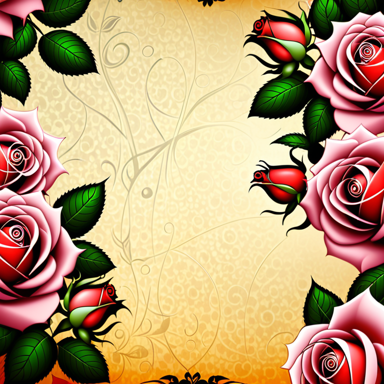 Beautiful Floral Border Design Featuring Vibrant Roses and Lush Green ...