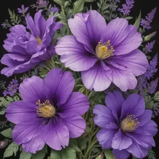 purple flowers drawing