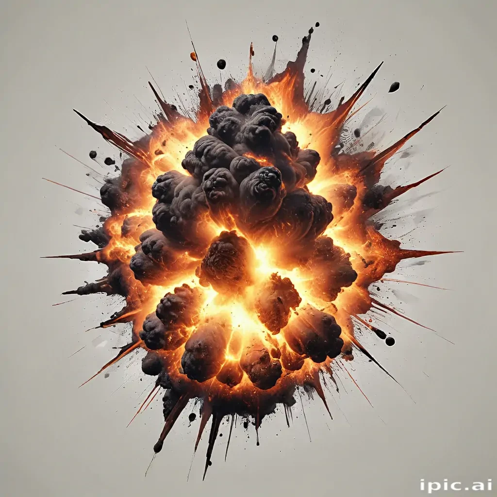 A Powerful Explosion Creating Dramatic Flames and Debris in Mid-Air