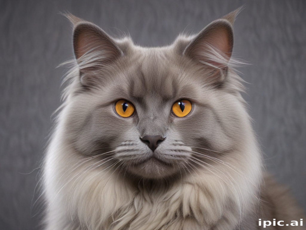 A Majestic Maine Coon Cat with Striking Orange Eyes and Fluffy Fur.