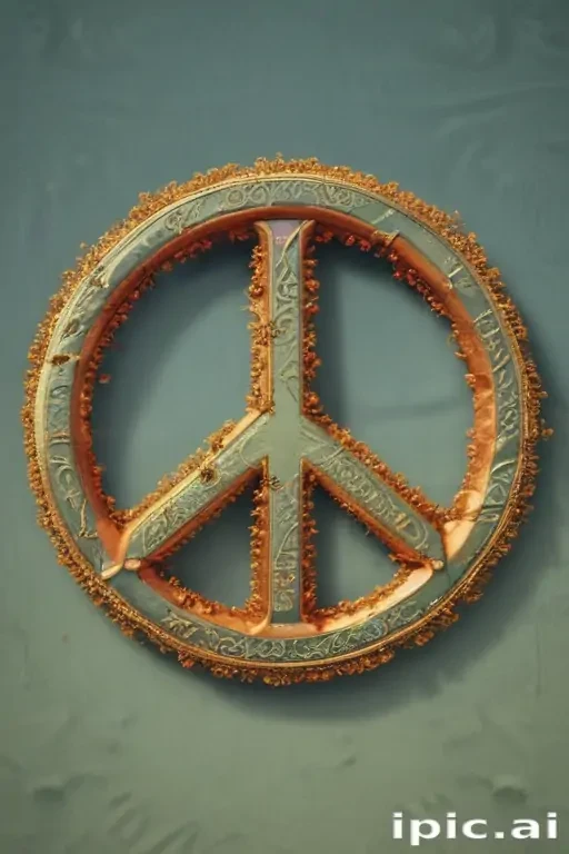 Intricate Peace Symbol Surrounded by Textured Golden Elements and ...