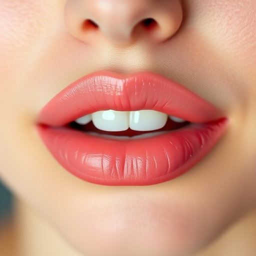 Sheer strawberry-tinted lips with a natural, dewy finish, enhancing the lips' natural color for a subtle, fresh-faced glow
