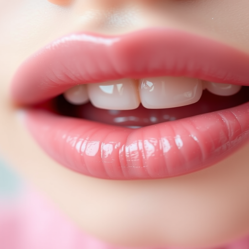 Pale pink lips with a soft, blurred effect and delicate pearl shimmer, titled "Dreamy Rosebud Haze"
