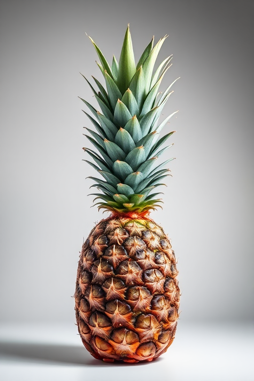 Create a vector-style image of a pineapple, sharp focus, 50mm lens, f/2.8 aperture, ISO 100, studio lighting, clean background.