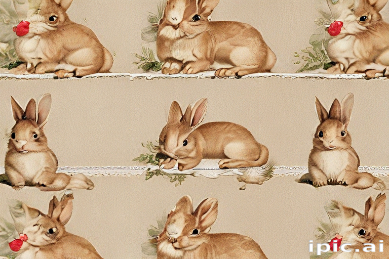 Charming Pattern Featuring Adorable Rabbits Surrounded by Delicate ...