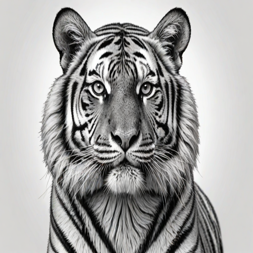 tiger clipart black and white